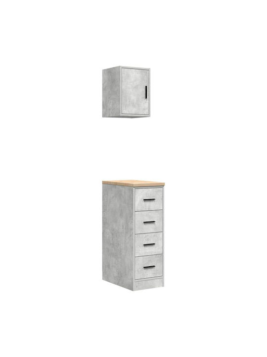 Office Storage Cabinet Grey Concrete L30xW51xH85cm