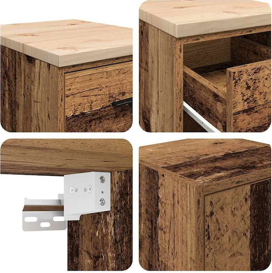 Office Storage Drawer from Solid Wood Brown 40x51x85cm
