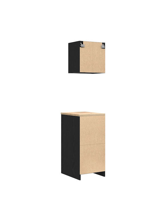 Cabinet de Birou din Lemn Masiv Negru 40x51x85cm