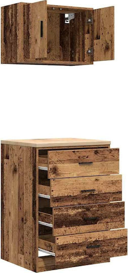 Office Storage Solid Wood Cabinet Coffee L60xW51xH85cm