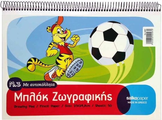 Salko Paper Μπλοκ Ζωγραφικής A4 21x29.7cm 50 Φύλλα Ποδόσφαιρο