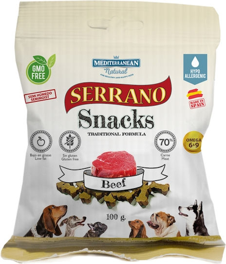 Mediterannean Serrano Treat for Puppies Small Breeds Gluten Free with Calf and Beef 100gr