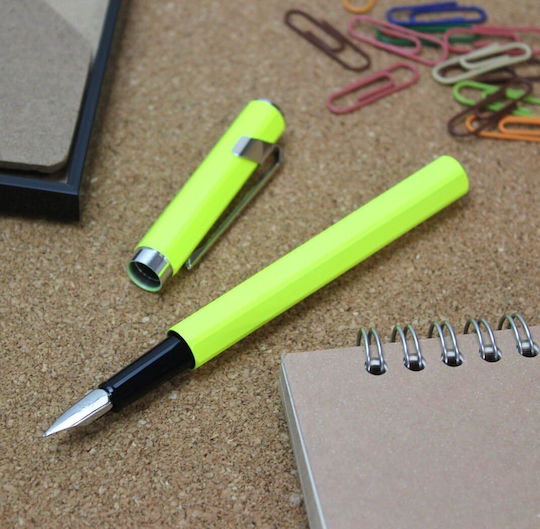 Caran D'ache Writing Pen Medium Yellow made of Aluminum with Blue Ink