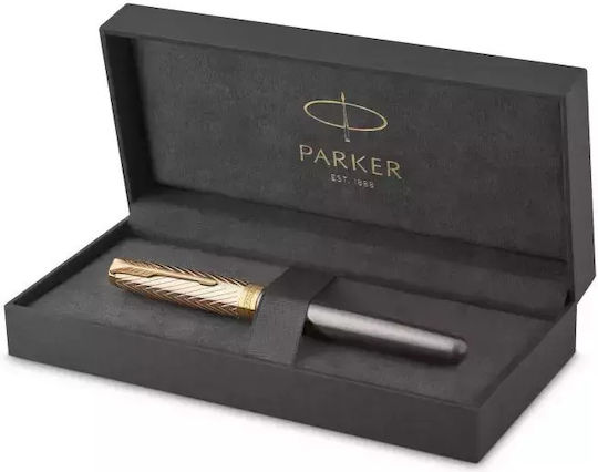 Parker Πένα Γραφής Medium Χρυσή με Μπλε Μελάνι