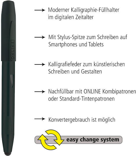Online Füllfederhalter Mittel 1.4mm Schwarz aus Kunststoff mit schwarzer Tintenfarbe