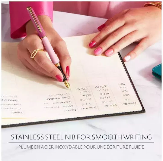 Waterman Hemisphere Stilou Medium Din Otel Cu Cerneală Roșie