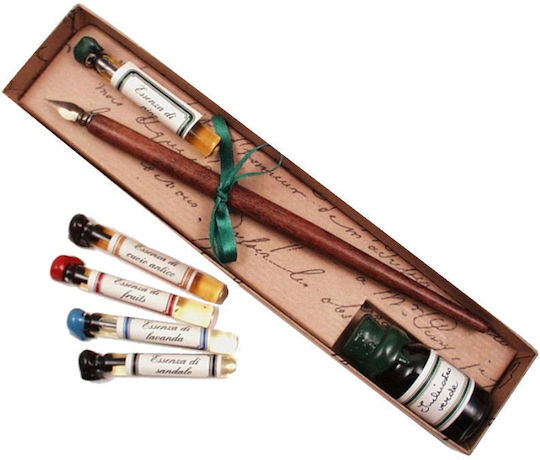 Francesco Rubinato Calligraphy Pen Set Black Wooden with Black Ink