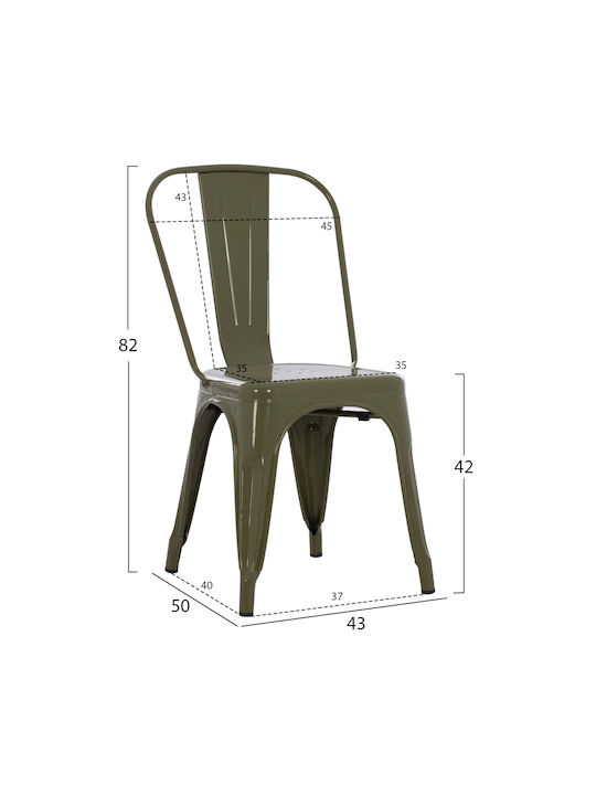 Melita Dining Room Metallic Chair Dark Olive Green 43x50x82cm