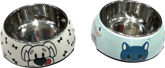 Nunbell Pet Stainless Steel Bowl Food & Water for Dog & Cat 14cm in White Color