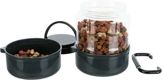 Trixie Travel Set Kunststoff Schalen Futter & Wasser für Hund & Katze auf Basis von 2x 750ml in Schwarz Farbe