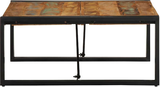 Rectangular Central Coffee Table Made of Solid Wood Multicolour M80xL80xH35cm