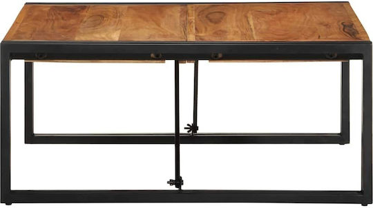 Square Central Coffee Table Made of Solid Wood Brown W80xL80xH35cm
