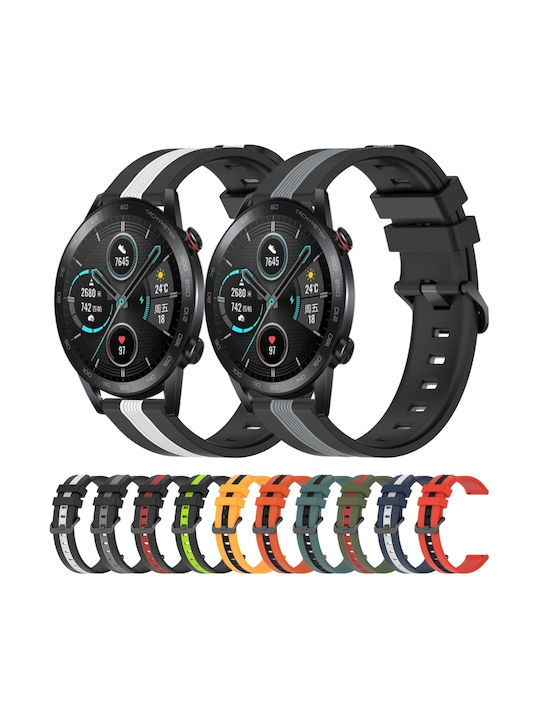 Honor Magic Watch 2 46mm 22mm Κάθετη Ζώνη Ρολογιού Σιλικόνης Δύο Χρωμάτων Μαύρο+κόκκινο