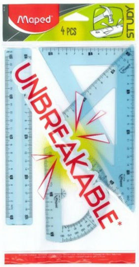 Maped Σετ 4 Γεωμετρικά Όργανα Πλαστικά Study Unbreakable Γαλάζιο