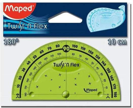 Maped Protractor Plastic Transparent 10cm Twist 'n Flex