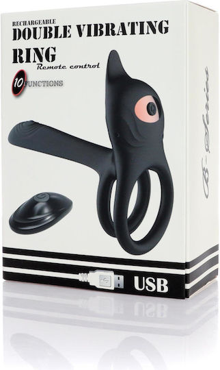 Стимулатор Двоен Вибриращ Пръстен USB 10 Функции Дистанционно Управление