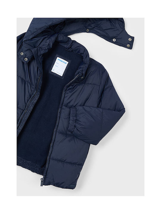 Mayoral Kids Quilted Jacket with Hood Navy Blue