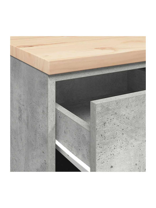 Ντουλάπι Γραφείου από Μασίφ Ξύλο Γκρι 40x51x85cm