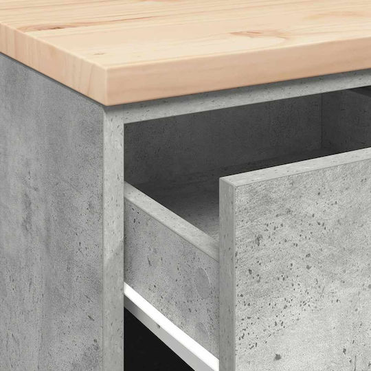 vidaXL Office Storage Drawer from Solid Wood Grey 40x51x85cm