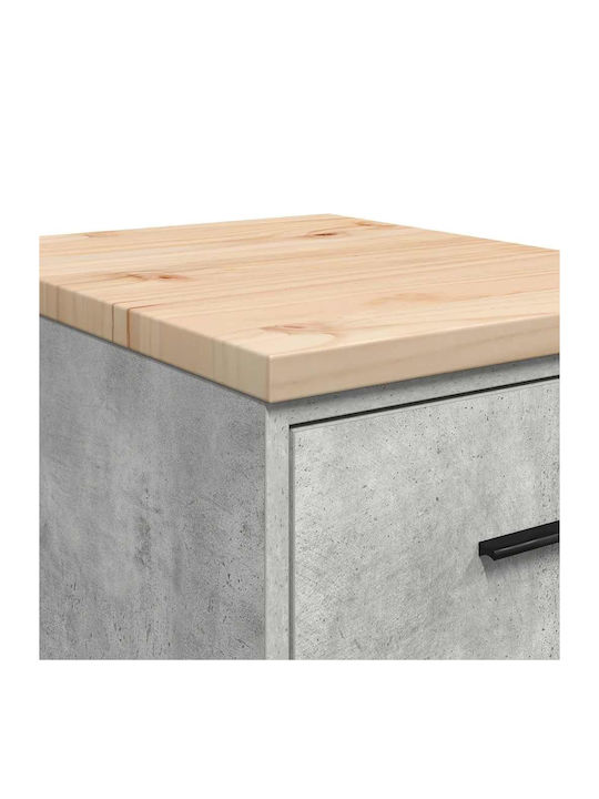 Ντουλάπι Γραφείου από Μασίφ Ξύλο Γκρι 40x51x85cm