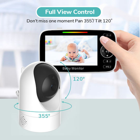 Powertech Drahtlose Babyüberwachung mit Kamera & Bildschirm 4.3" , Zwei-Wege-Kommunikation & Schlaflieder