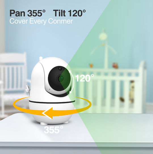Powertech Wireless Baby Monitor with Camera & Screen 7" , Two-way Communication & Lullabies