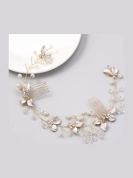 Bridal Hair Jewelry Pearls Gold Leaves Pearly Top Ba50 Hair Duty Hrd-ba50