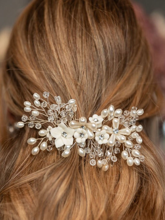 Νυφικό Χτενάκι Μαλλιών Ασημί Απόχρωση Poppy Pearl Comb Ba015 Hair Duty Hrd-ba015