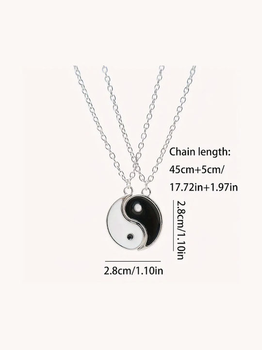 Stahl Freundschaftskette Yin-Yang Weiß Schwarz 2 Stück