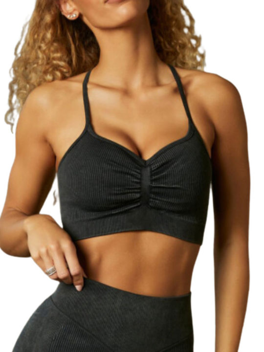 Eliza Γυναικείο Αθλητικό Crop Top με Τιράντες Γκρι
