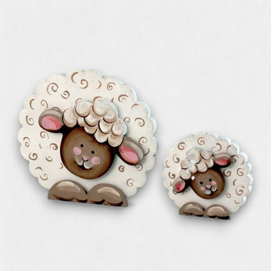 Ξύλινο Διακοσμητικό Αρνάκι 13cm X 12cm X 2cm
