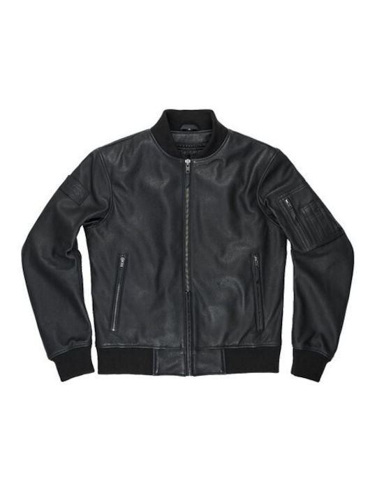 Pando Moto Twin Leather Ανδρικό Μπουφάν Μηχανής Δερμάτινο 4 Εποχών Μαύρο