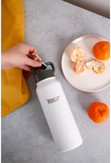 Healthy Human Stein Bottle Thermos Stainless Steel BPA Free 621ml Pure White With Straw