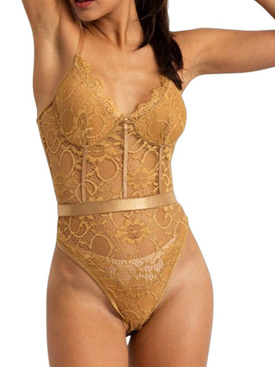 SY190483 BN3 Women's Bodysuit Lingerie with Lace Yellow