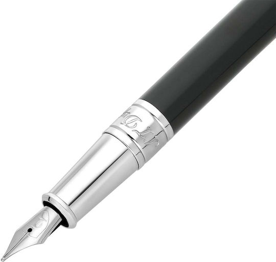 S.T. Dupont D-initial Fountain Pen Medium Black with Black Ink