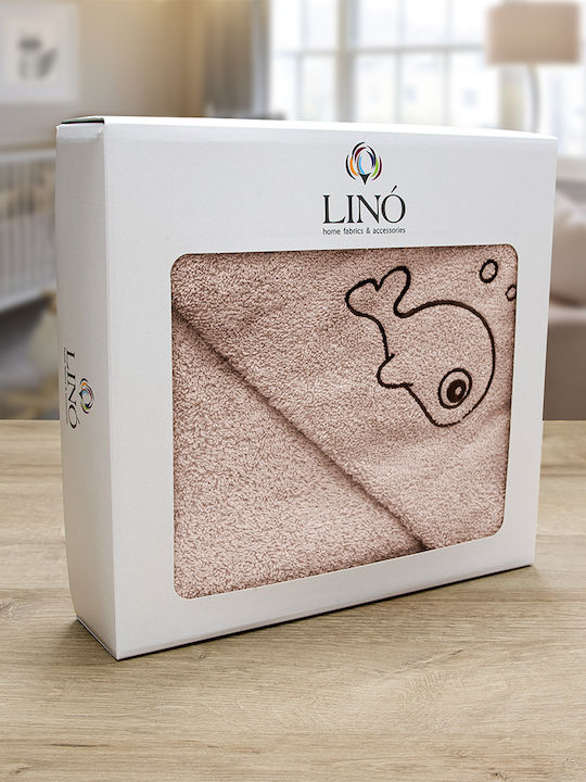 Lino Home Baby Hooded Towel Fish Pink 75x75cm