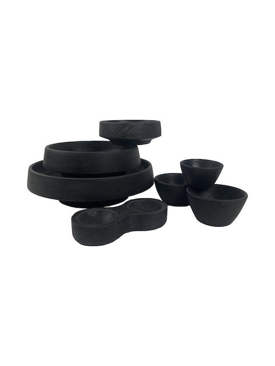 Nakaro Wood Serving Bowl Round Wooden Black with Diameter 12cm