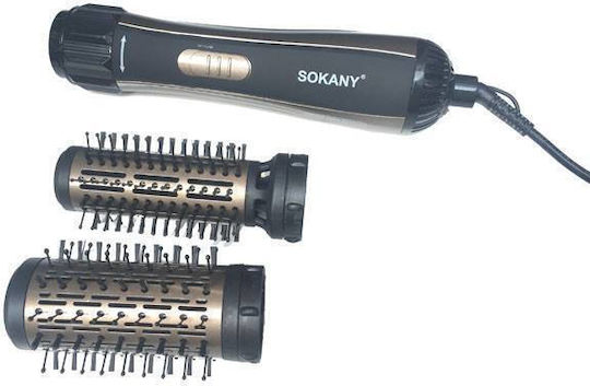 Sokany Ceramic Electric Brush with Air & Rotating Head for Straightening and Curls 1000W Black / Rose Gold