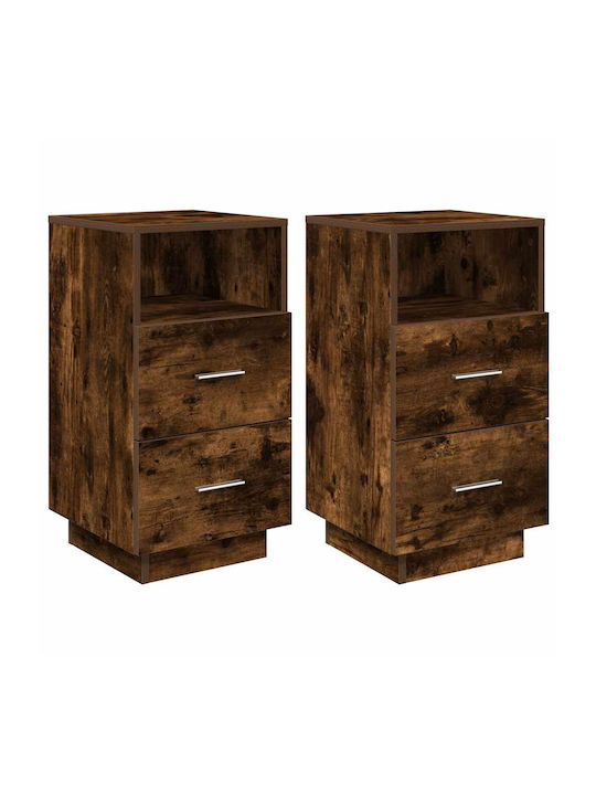 Bedside Tables 2 Pcs 2 Drawers Smoked Oak 36x36x68 cm Brown