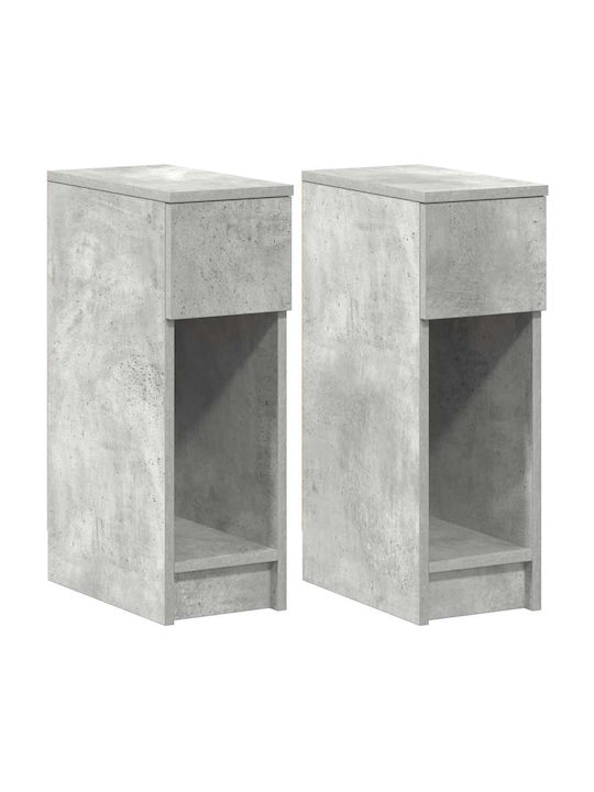 2-Piece Bedside Tables with Drawer Concrete Gray 20x36x60 cm Gray