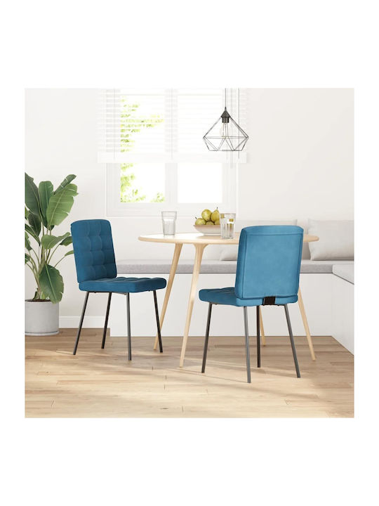 Dining Room Velvet Chair Blue 45x54x83cm 2pcs