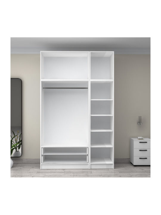 Ușă triplă Dulap de Haine Victoria cu Spațiu de Depozitare Alb 150x60x240cm