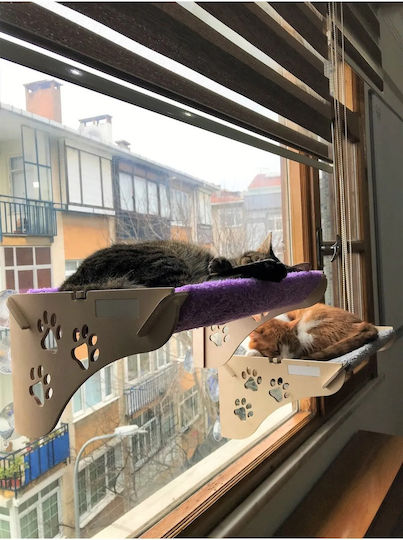 Femmit Wooden Cat Hammock Bed with Strong Suction Cups 45x30x20 cm Gray