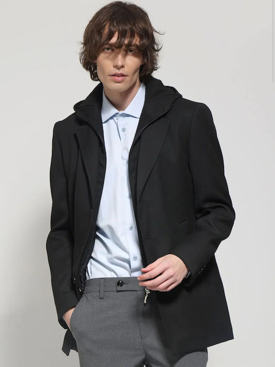 Life Style Butiken Men's Half Coat Black