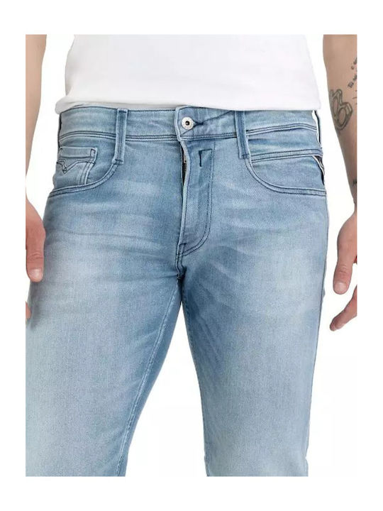 Anbass Men's Jeans Pants Elastic Light Blue