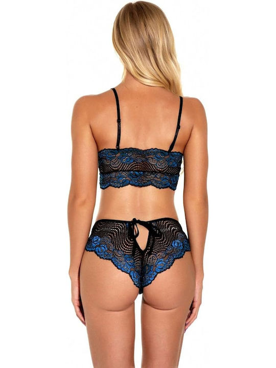 La Lolita Amsterdam Lace Underwear Set with Bra & Slip Blue