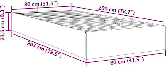 Cadru de Pat Tip Otoman Fără Saltea Negru Piele Ecologică Neagră 80 X 200 Cm