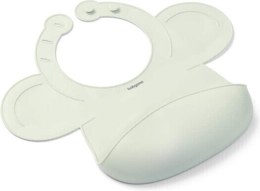 Babyono Waterproof Silicone Baby Bib with Button and Pocket Mint for 6 Months+