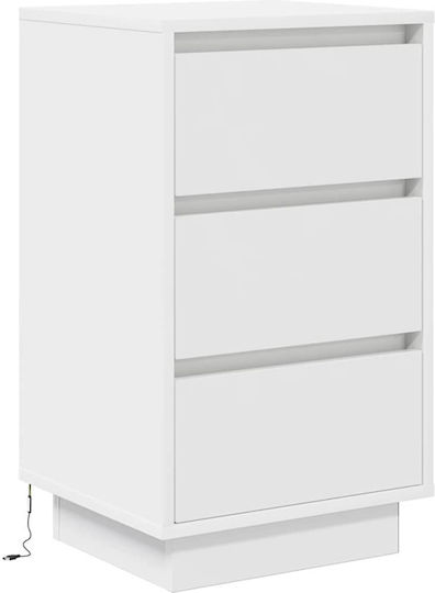 White Wooden Bedside Table 38x34x65cm