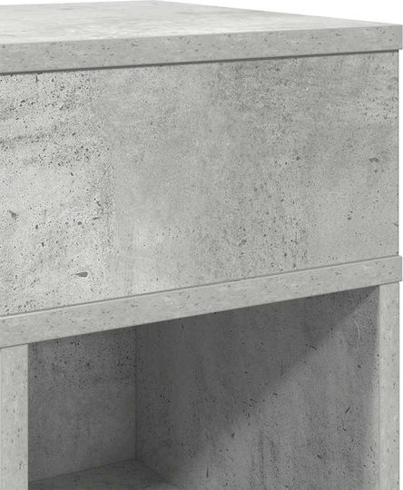Grey Wooden Bedside Table Concrete 25x31x66cm